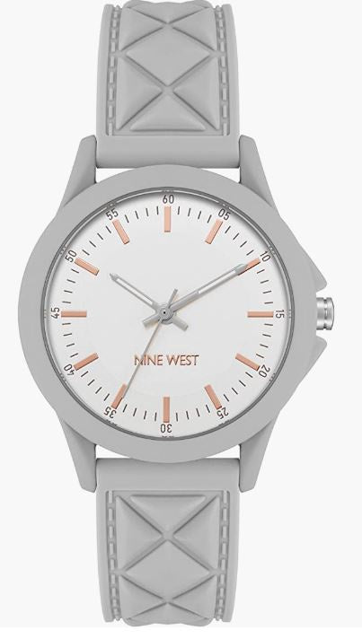 NINE WEST Watch Women Silicone Strap Grey 2746SVGY