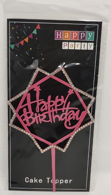 Party Cake Topper Happy Birthday IN Two Squres QA18