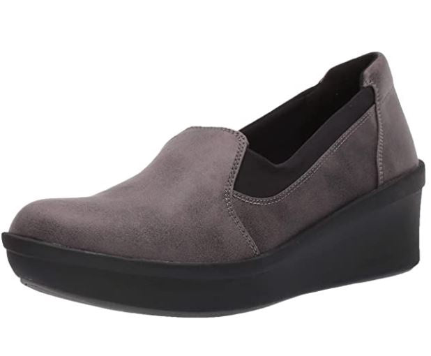 CLARKS Footwear Women's Step Rose Moon Platform Grey Textile