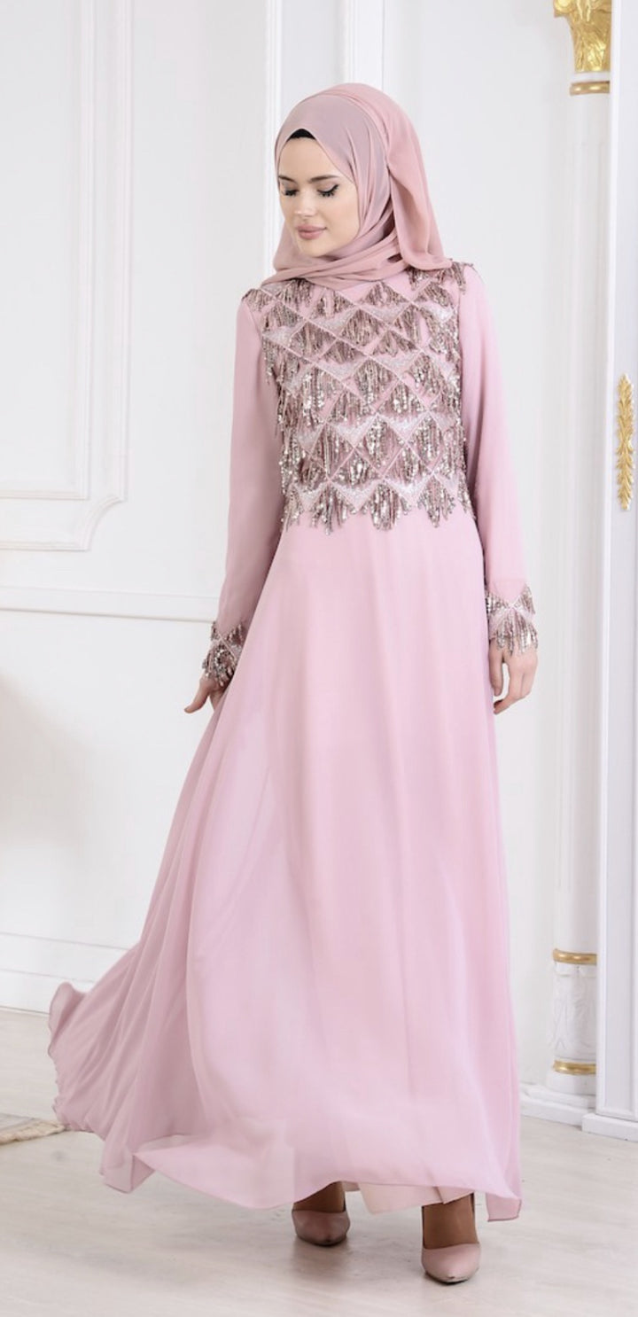 NURLA Dress Blush Pink Sequin & Chiffon