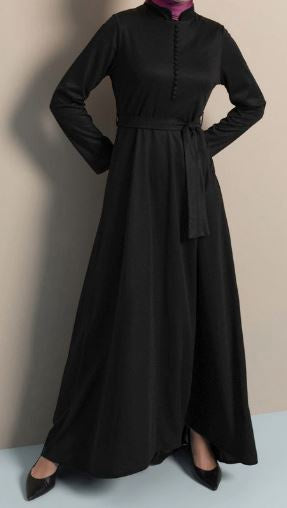 Dress Burgandy / Black Covered Button W/BAND