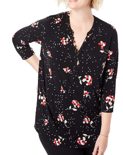 WOMAN WITHIN Women Plus Tunic Black Floral