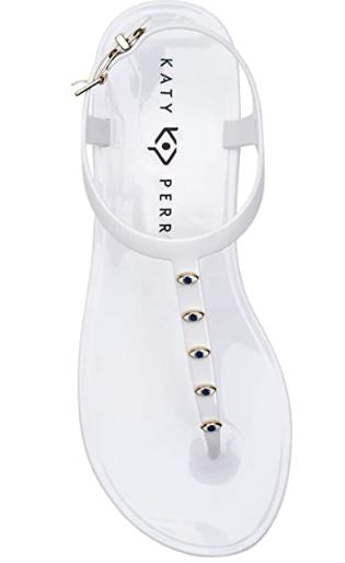KATY PERRY Footwear Women's GELI-T Strap Flat Sandal White