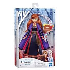 DISNEY Toy Frozen Ii Musical Singing Anna Doll Wearing Purple Light Up Dress