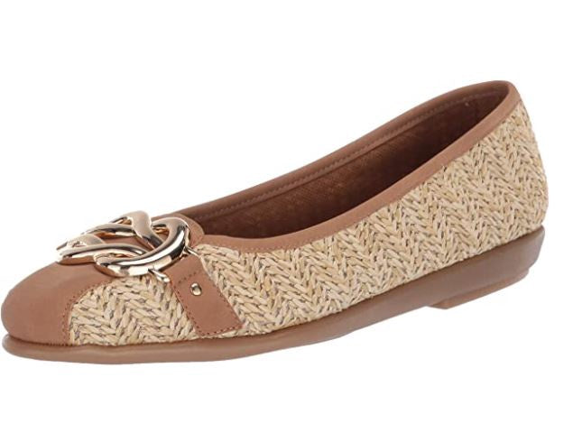 AEROSOLES Footwear Women's Casual, Ballet, Flat Natural Combination