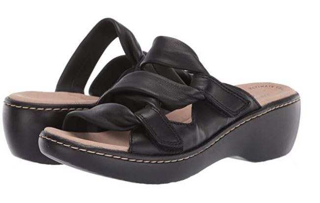 CLARKS Footwear Women's Delana Jazz Sandal Black Leather