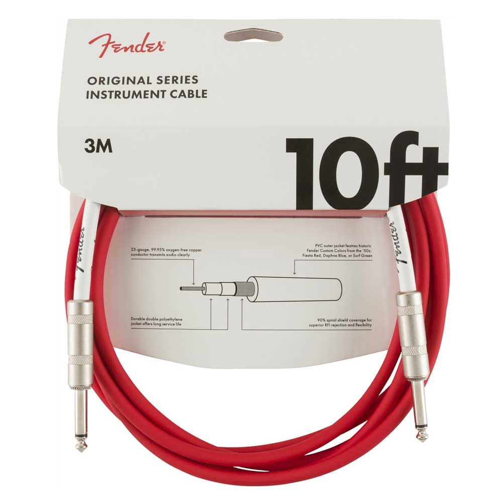 FENDER Lead 1 1/4" Male Mono to 1 1/4" Male Mono 10FT Cable 0990510010 Fiesta Red Guitar