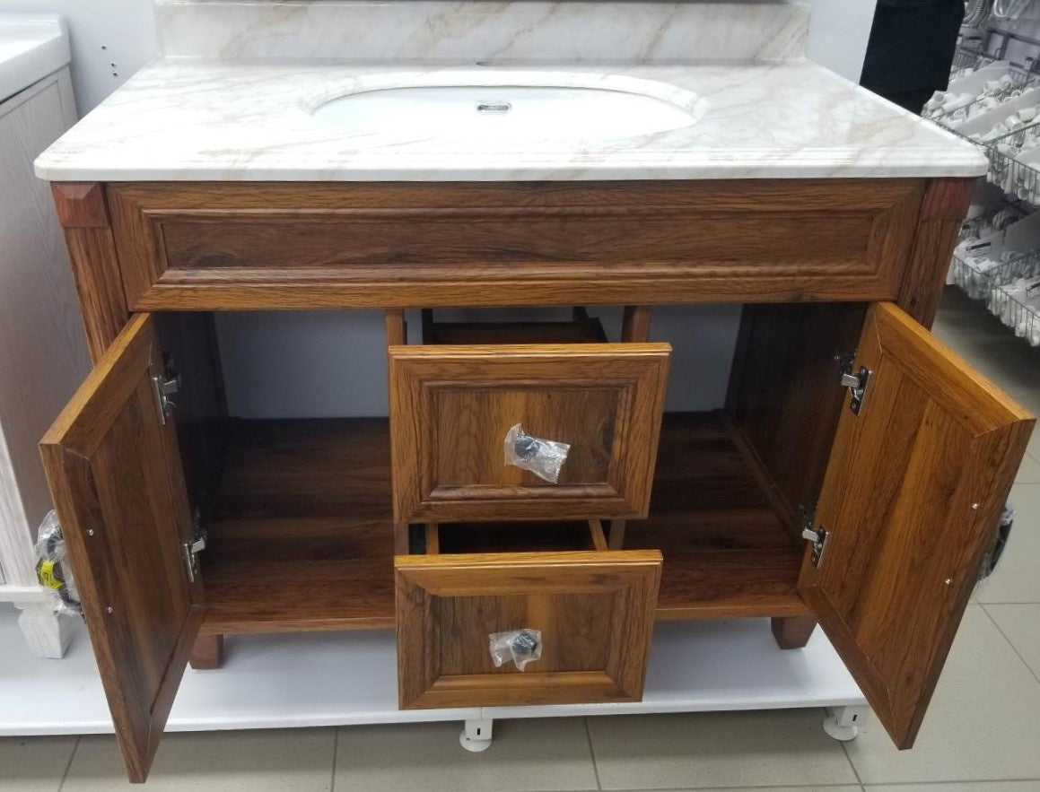 Bathroom Cabinet #6102-100 Brown with Sink and Mirror 102X56X55CM