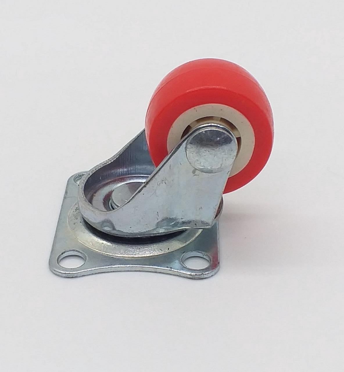 Wheel Coaster 1" Red Swivel