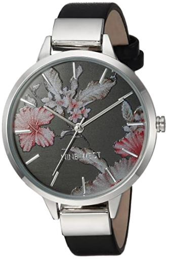 NINE WEST Watch Women's Floral Dial 2045BKBK Strap