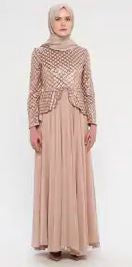 GENERIC Dress Peplum Sequin Bodice Rose Gold