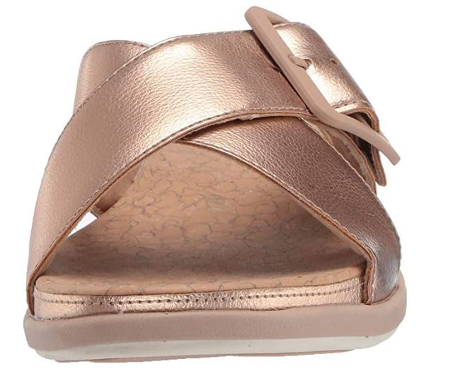 CLARKS Footwear Women's Step June Shell Sandal Rose Gold Synthetic