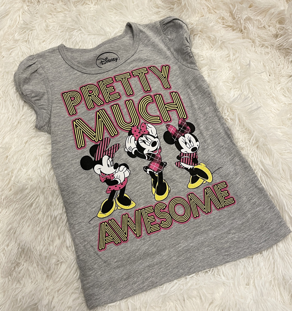 DISNEY Kids Tshirt Girls Grey Minnie