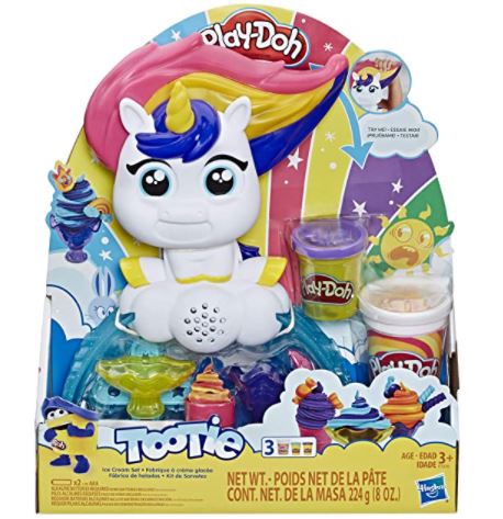 PLAY-DOH Toy Tootie the Unicorn Ice Cream Set with 3 NON-TOXIC Color Swirl Compound