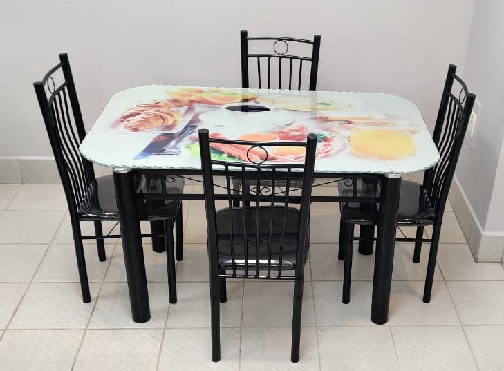 Glass Dining Table with 4 Chair Set H528