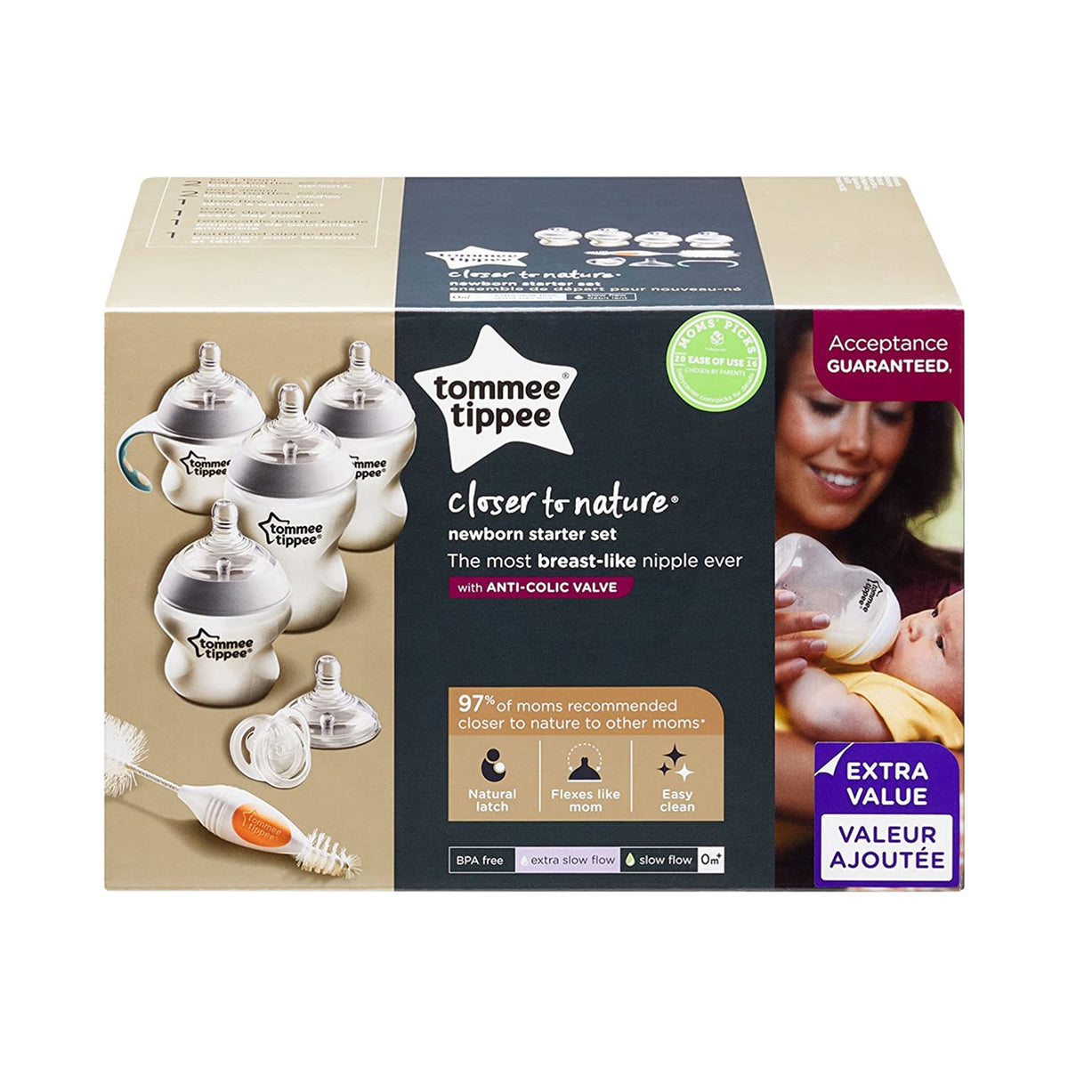 TOMMEE TIPPEE Baby Closer to Nature Bottle Kit, ANTI-COLIC Valve