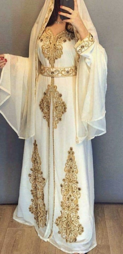 Gown Beaded White Gold