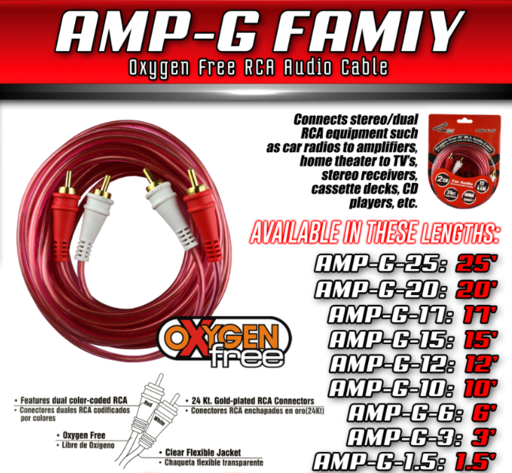 AUDIO PIPE Lead 2 Rca Male to 2 Rca Male 6' AMP-G-6