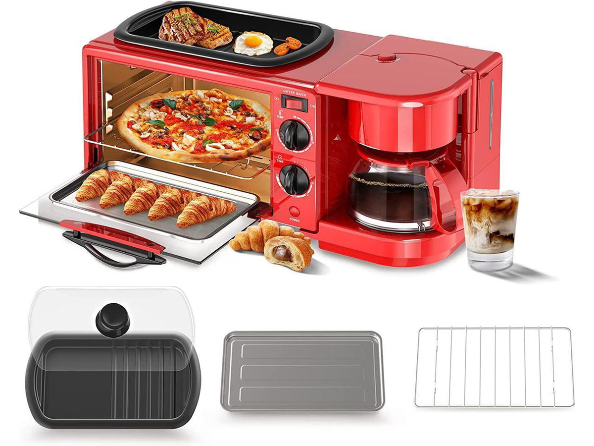 DECAKILA Breakfast Station 3IN1 Multifunction KUEV003R Coffee Maker Toaster Griddle