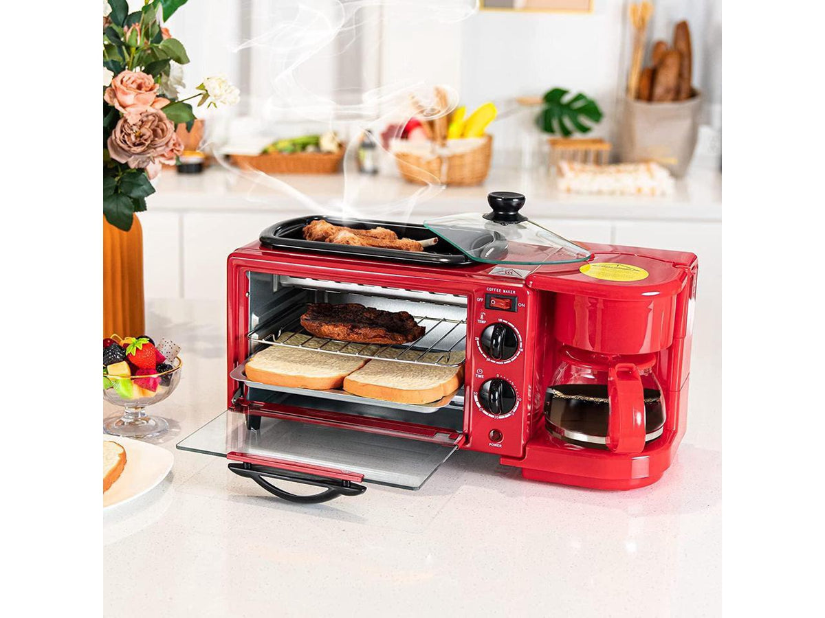 DECAKILA Breakfast Station 3IN1 Multifunction KUEV003R Coffee Maker Toaster Griddle