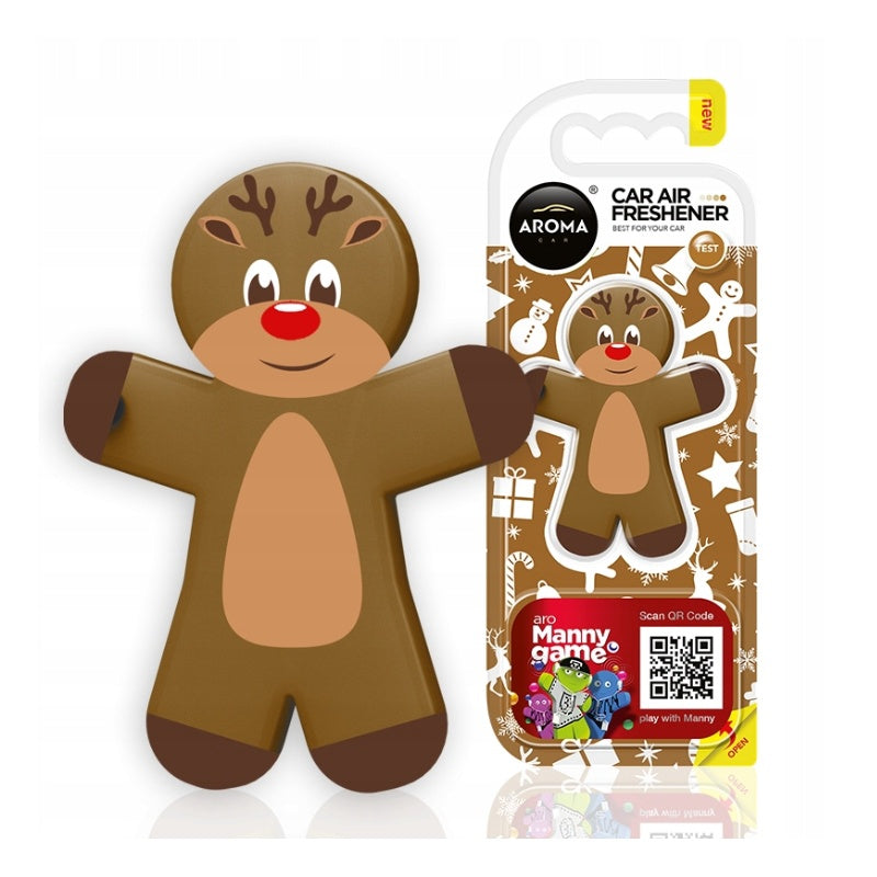 AROMA Car Air Freshener Orange with Clove Reindeer Manny Polymer