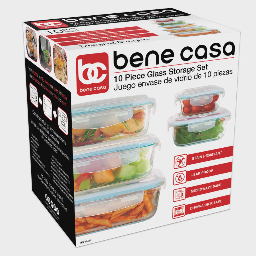BENE CASA Storage Container BC-99424 10PCS Glass