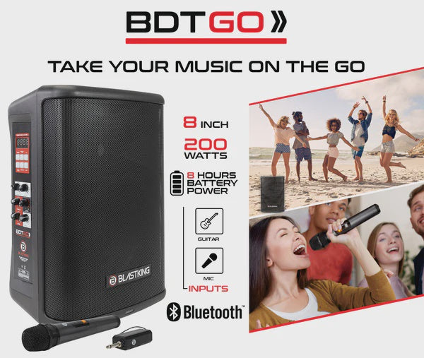 BLASTKING Speaker Box 8" IBKE-BDTGO Portable Battery Rechargeable Powered Each