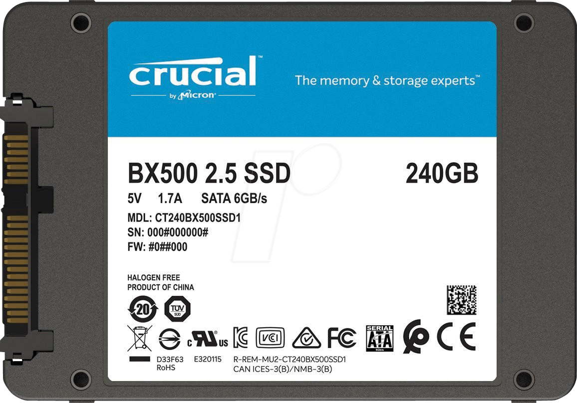 CRUCIAL Computer Hard Drive Ssd 240GB 2.5" BX500 CT240BX500SSD1 SOLID-STATE Drive