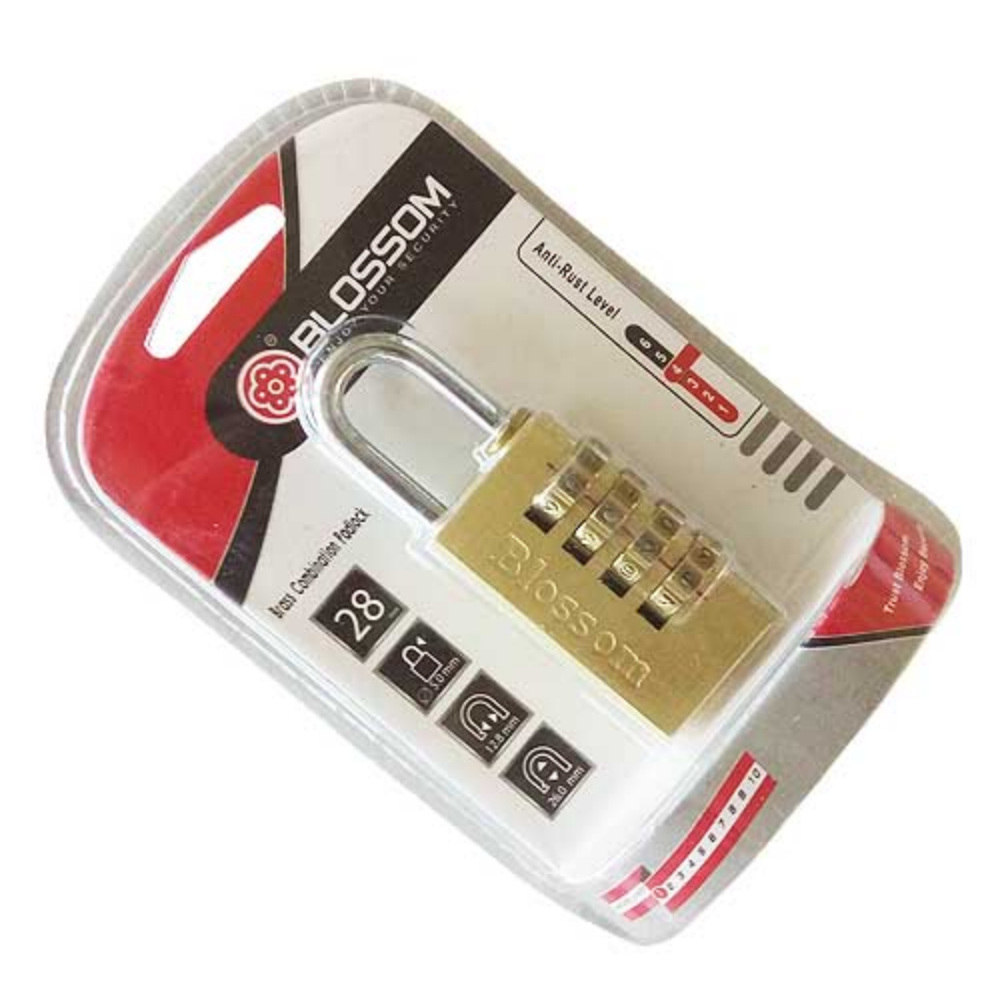 BLOSSOM Padlock 28MM 4 Digits Brass Combination GWP-NL-1128X4
