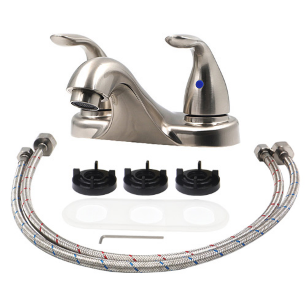 KIOTTO Faucet Bathroom Double Handle Brush Nickle LNF-K5B2007BN