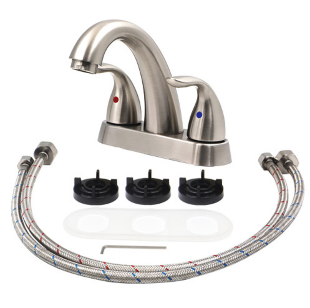 KIOTTO Faucet Bathroom Double Handle Brush Nickle Irena LNF-K5B2008BN