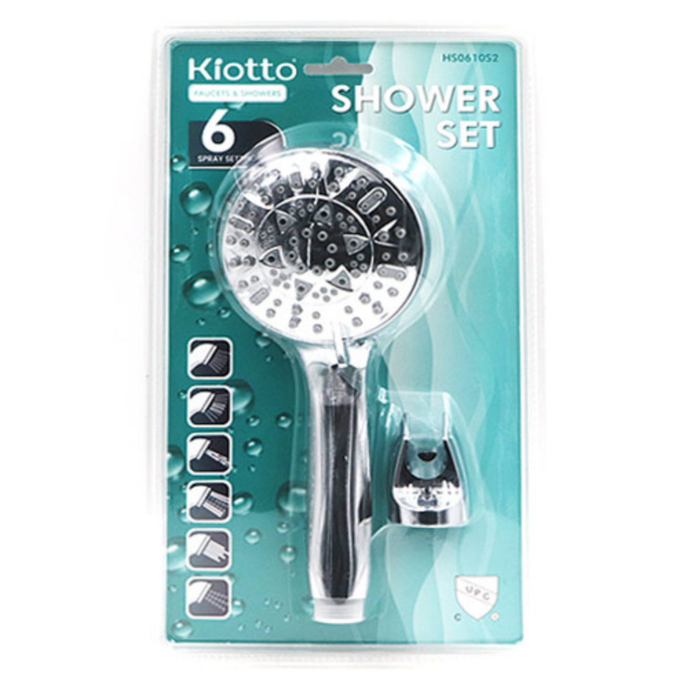 KIOTTO Shower Hand Held 6 Function with Hose and Diverter Chrome GNS-HS0610S2