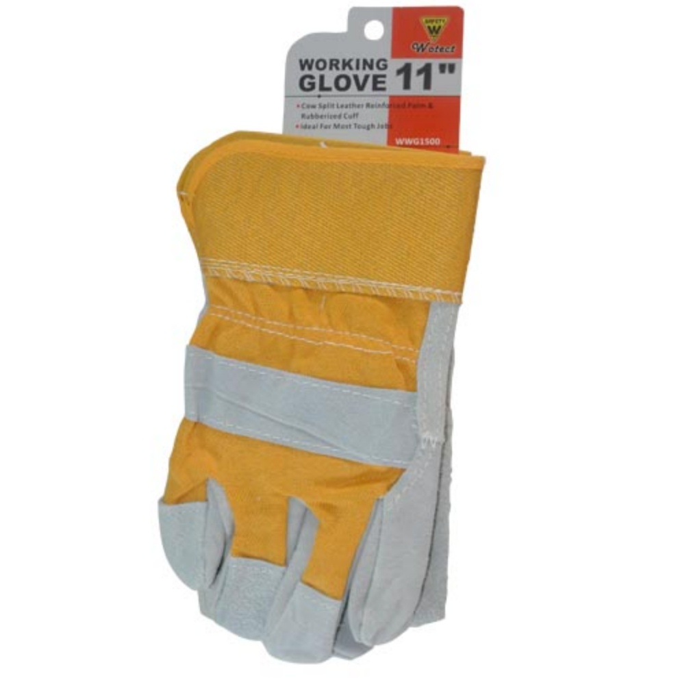 WOTECT Gloves Workers Yellow & Grey 10.5" Cuff GSH-WWG1500