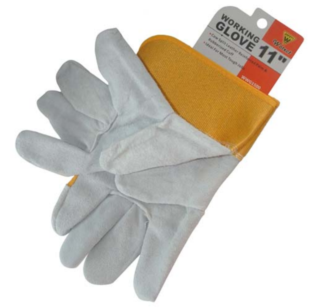 WOTECT Gloves Workers Yellow & Grey 10.5" Cuff GSH-WWG1500