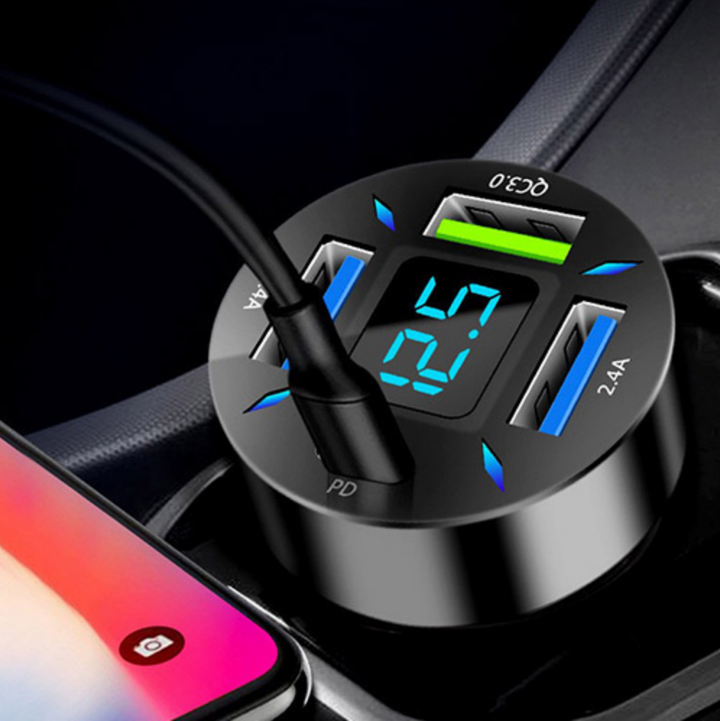 CRAFTEK Charger Car GUC-WMY-C177B Fast Charging 1 Pd TYPE-C + 3 USB QC3.0