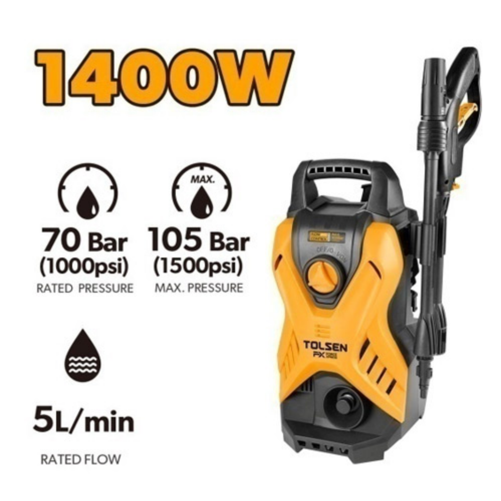TOLSEN Pressure Washer 79774 1400W 1500PSI 105BAR 12A 110V