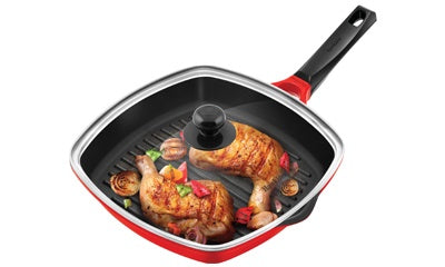 HAWKINS Grill Pan DCGP30G Die Cast with Glass Lid 30CM