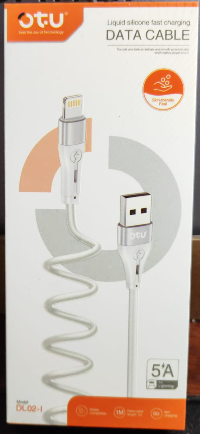 OTU Charger Cable USB DL02-I 1M Lighting 5A Fast Charging Data Cable Liquid Silicone