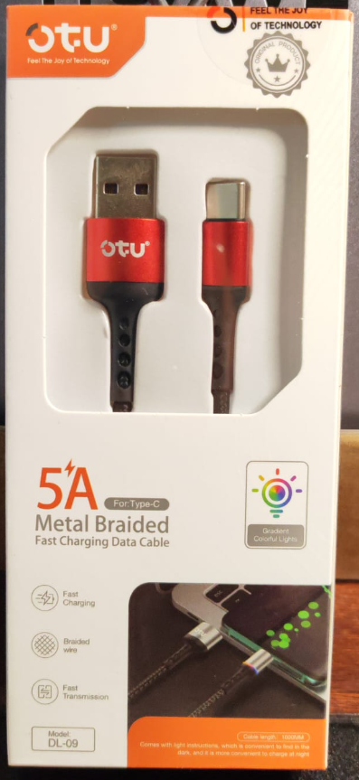 OTU Charger Cable USB DL09-C 1M TYPE-C 5A Fast Charging Data Cable Metal Braided