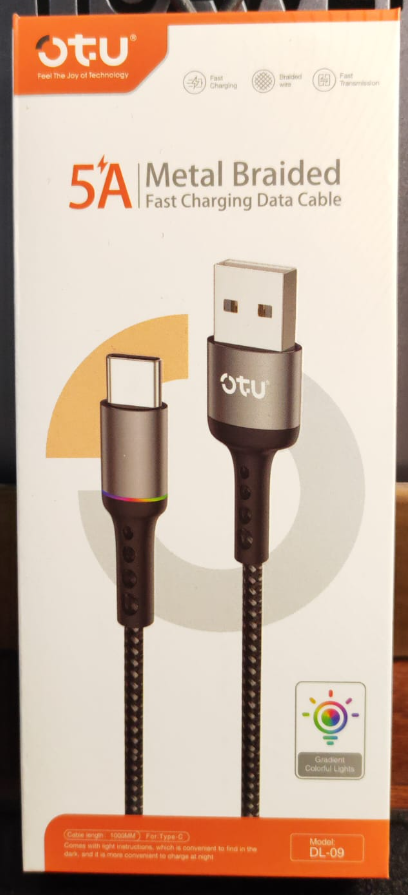 OTU Charger Cable USB DL09-C 1M TYPE-C 5A Fast Charging Data Cable Metal Braided