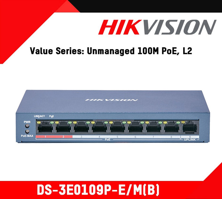 HIKVISION Security Computer Hub Switch 8 Port DS-3E0109P-E/M(B)