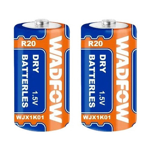 WADFOW Battery D Alkaline WJX1K01 R20 1.5V 2PCS Pack