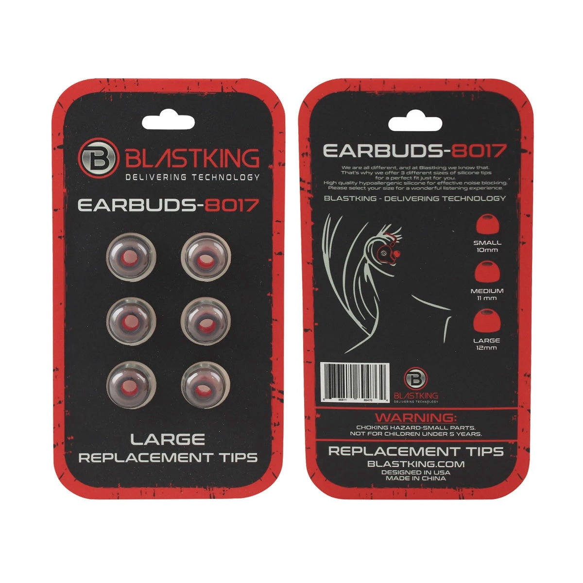 BLASTKING Replacement Tips Earbuds IBKE-EARBUDS-8017-RTL Large 12MM Silicone Earplugs