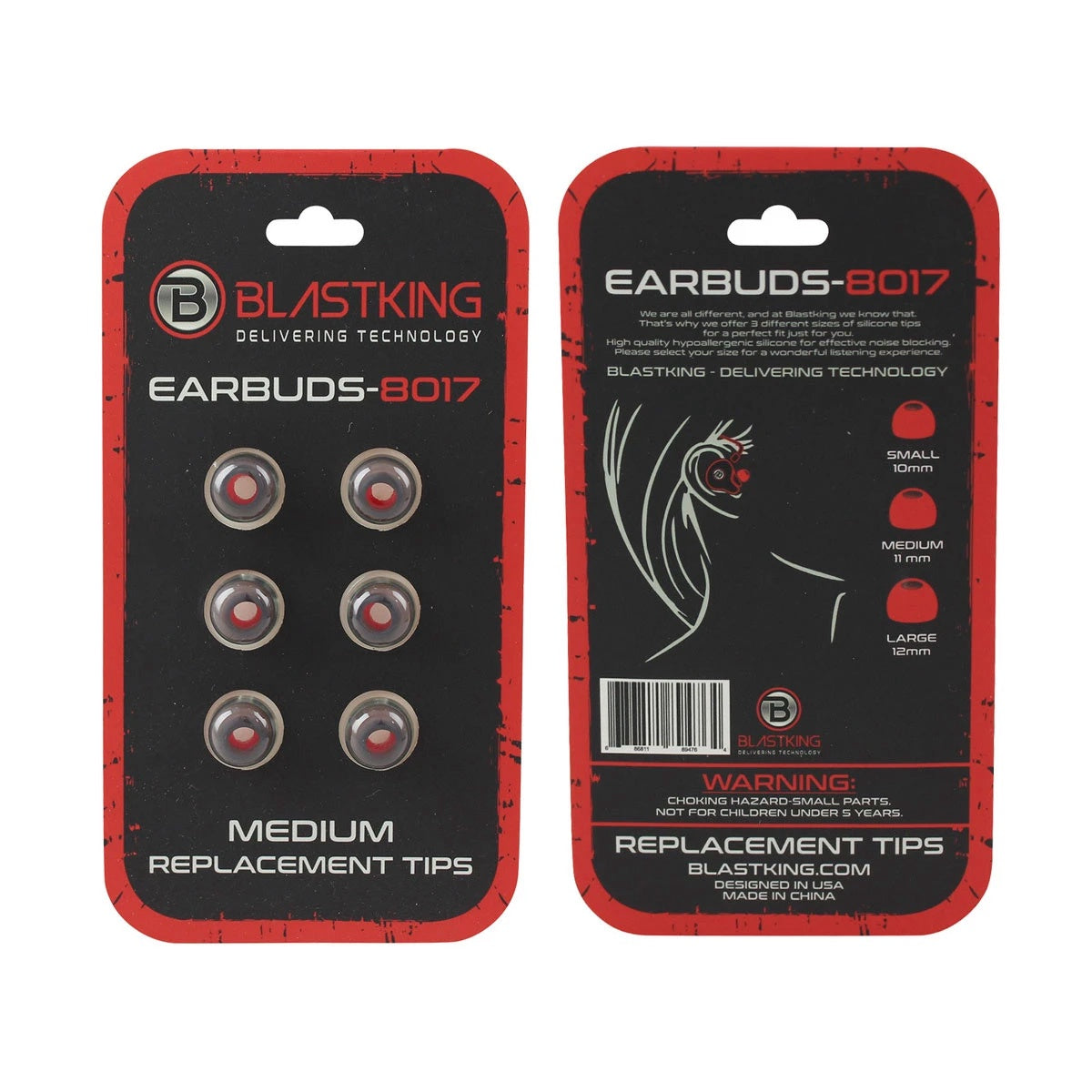BLASTKING Replacement Tips Earbuds IBKE-EARBUDS-8017-RTM Medium 11MM Silicone Earplugs