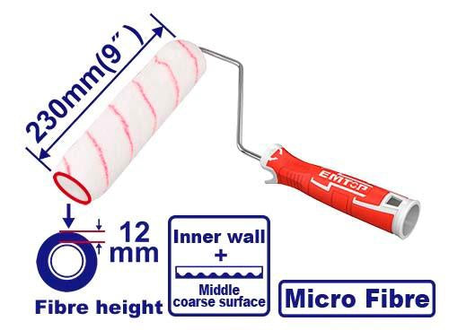 EMTOP Roller Brush 9" with Handle ECBH042301 Micro Fiber
