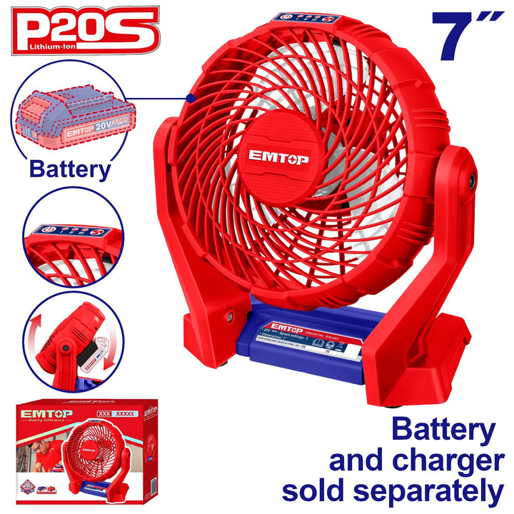 EMTOP Fan 7" Desk EFALI2007 20V LITHIUM-ION