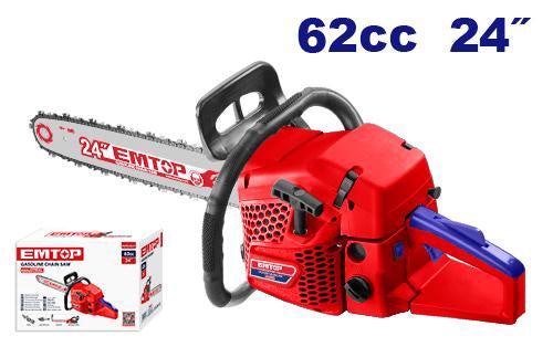 EMTOP Chainsaw EGCS24621 24" 62CC with Bar and Chain