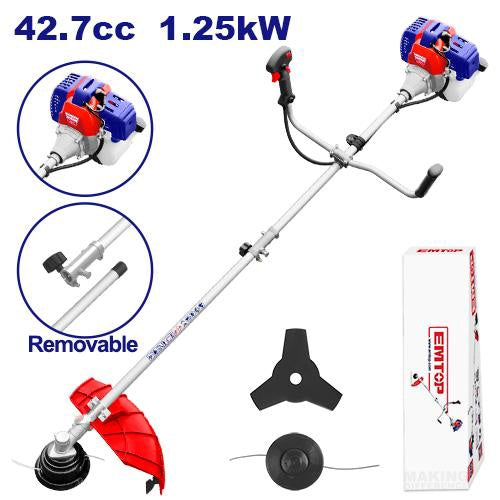 EMTOP Grass Trimmer Brush Cutter EGTC4321 Gas 42.7CC