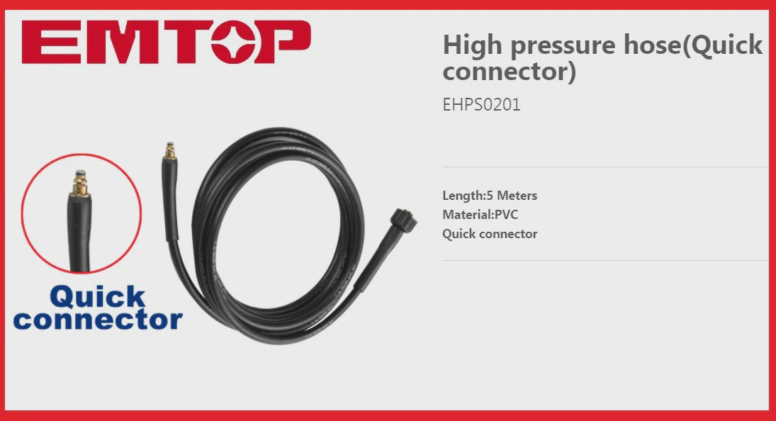 EMTOP Pressure Washer Hose EHPS0201 5M
