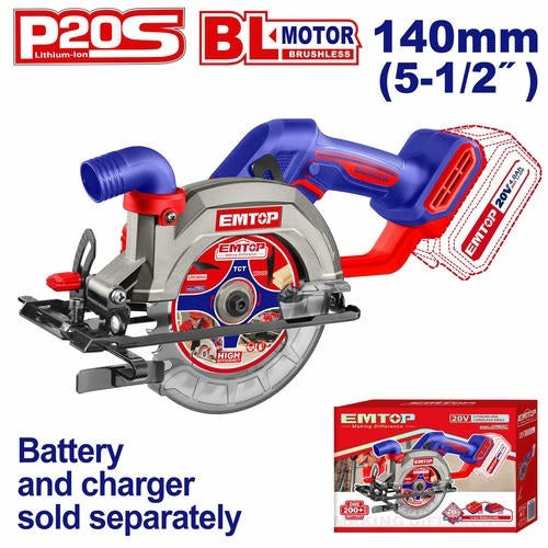 EMTOP Saw Circular ELCS1402 Cordless 20V LITHIUM-ION